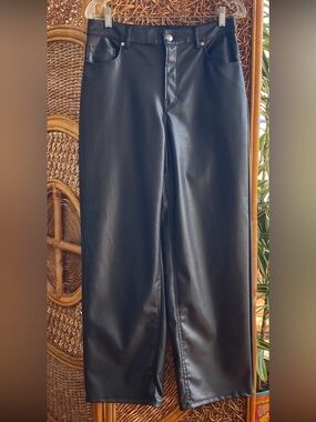 Divided H&M Black Faux Leather Women's Trousers New Condition